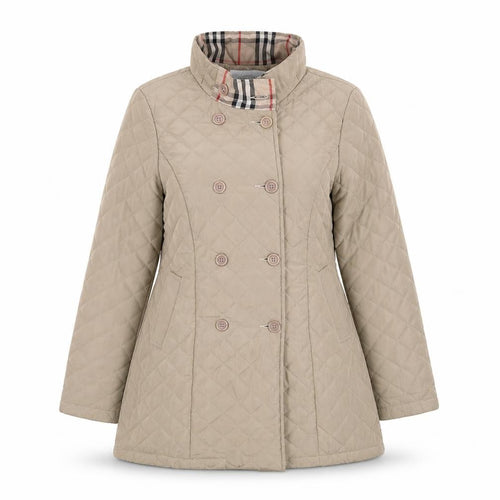 The IVVI Brand Foundation Womens Beige Quilted Mid-Length Coat Size S
