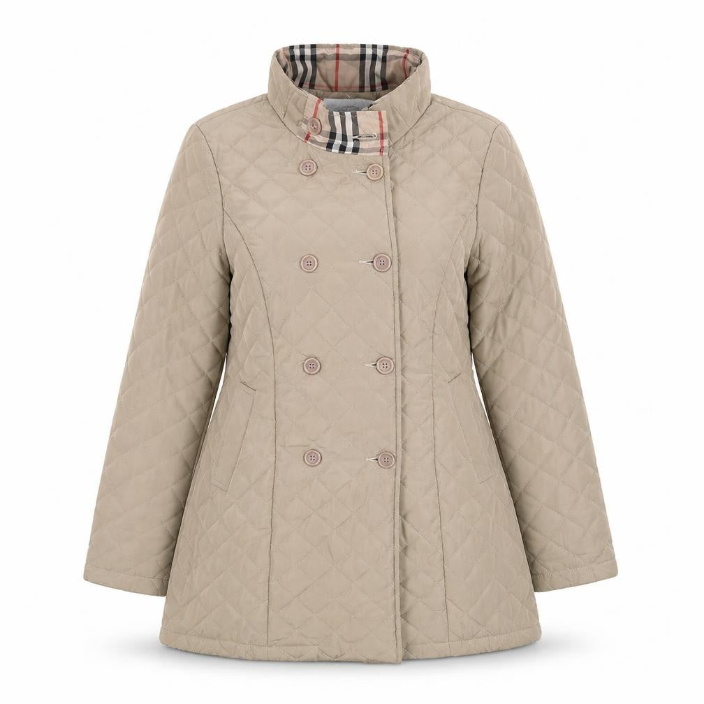 The IVVI Brand Foundation Womens Beige Quilted Mid-Length Coat Size S