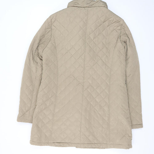 The IVVI Brand Foundation Womens Beige Quilted Mid-Length Coat Size S