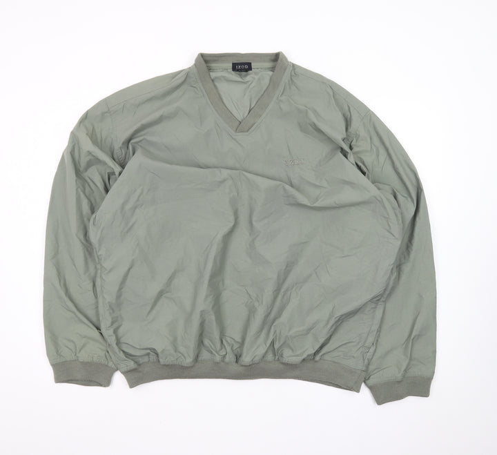 IZOD Men's Green V-Neck Nylon Pullover Sweatshirt Size L