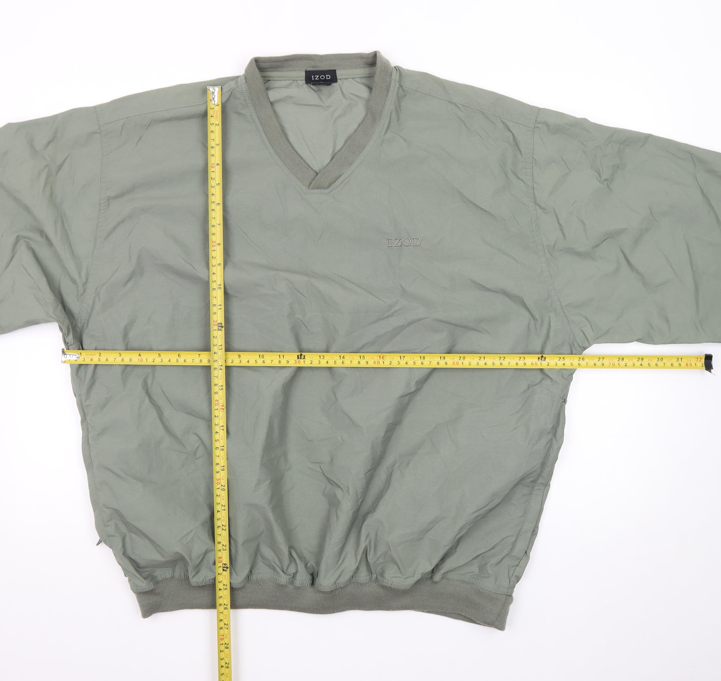 IZOD Men's Green V-Neck Nylon Pullover Sweatshirt Size L