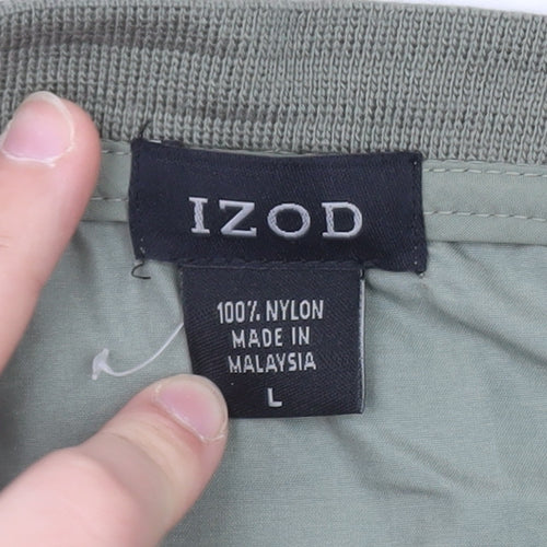 IZOD Men's Green V-Neck Nylon Pullover Sweatshirt Size L