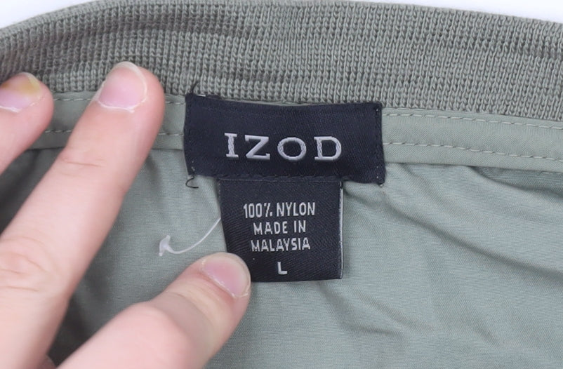 IZOD Men's Green V-Neck Nylon Pullover Sweatshirt Size L