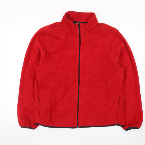 Woolrich Men's Red Fleece Zip Jacket Size L Outdoor Casual