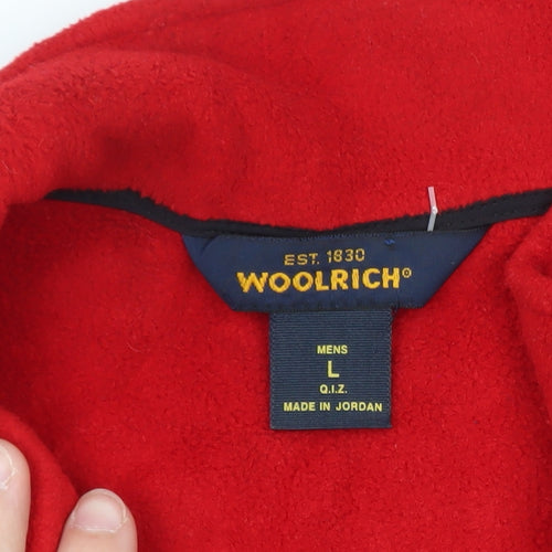 Woolrich Men's Red Fleece Zip Jacket Size L Outdoor Casual