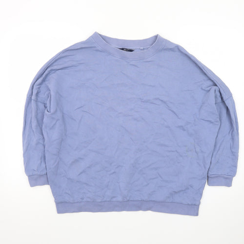 Next Women Blue Cotton Crew Neck Pullover Sweatshirt M