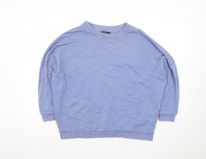 Next Women Blue Cotton Crew Neck Pullover Sweatshirt M