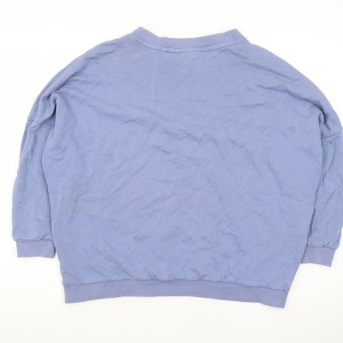 Next Women Blue Cotton Crew Neck Pullover Sweatshirt M
