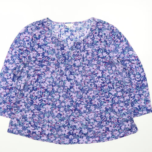 Cotton Traders Women's Multicoloured Floral Tunic Blouse Size 18