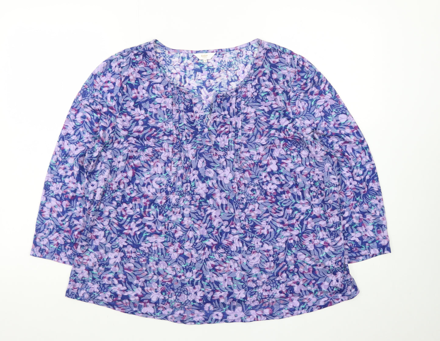 Cotton Traders Women's Multicoloured Floral Tunic Blouse Size 18