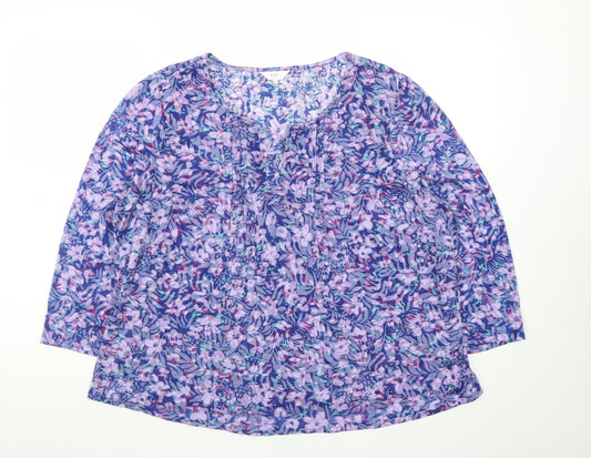 Cotton Traders Women's Multicoloured Floral Tunic Blouse Size 18