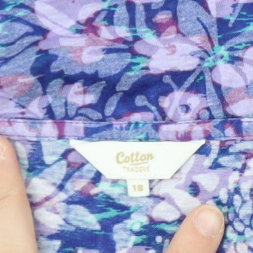 Cotton Traders Women's Multicoloured Floral Tunic Blouse Size 18