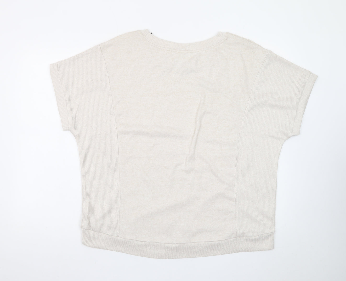Peacocks Women's Beige Short Sleeve Knit Pullover Jumper Size 18-20