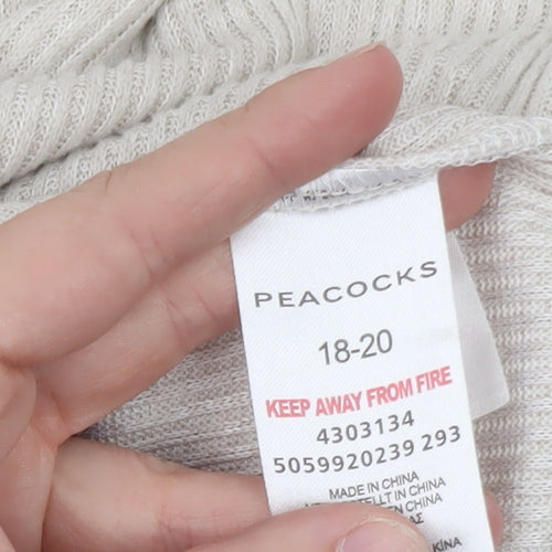 Peacocks Women's Beige Short Sleeve Knit Pullover Jumper Size 18-20