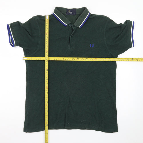 Fred Perry Men's Green Cotton Slim Fit Polo Shirt Size L