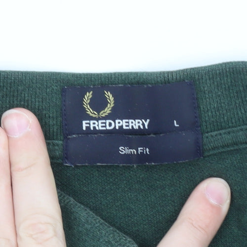 Fred Perry Men's Green Cotton Slim Fit Polo Shirt Size L