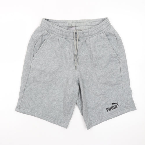 Puma Men's Grey Sweat Shorts Medium Elastic Waist Casual