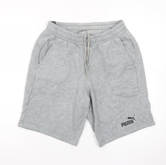 Puma Men's Grey Sweat Shorts Medium Elastic Waist Casual