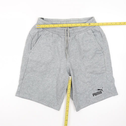 Puma Men's Grey Sweat Shorts Medium Elastic Waist Casual
