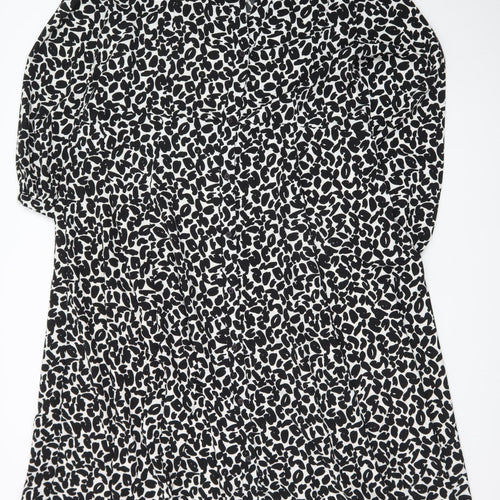 JD Williams Womens Black Animal Print Shirt Dress Size 18