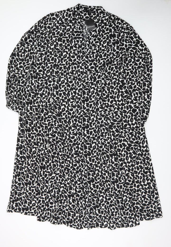 JD Williams Womens Black Animal Print Shirt Dress Size 18