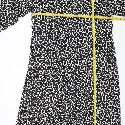 JD Williams Womens Black Animal Print Shirt Dress Size 18