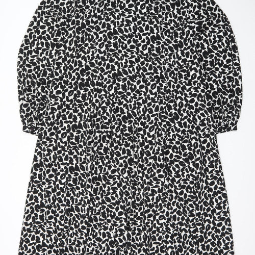 JD Williams Womens Black Animal Print Shirt Dress Size 18