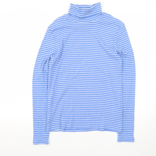 Marks and Spencer Women’s Blue Striped Roll Neck Long Sleeve Top Size 12