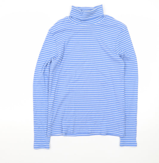 Marks and Spencer Women’s Blue Striped Roll Neck Long Sleeve Top Size 12