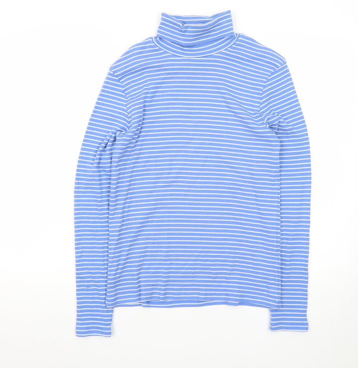 Marks and Spencer Women’s Blue Striped Roll Neck Long Sleeve Top Size 12