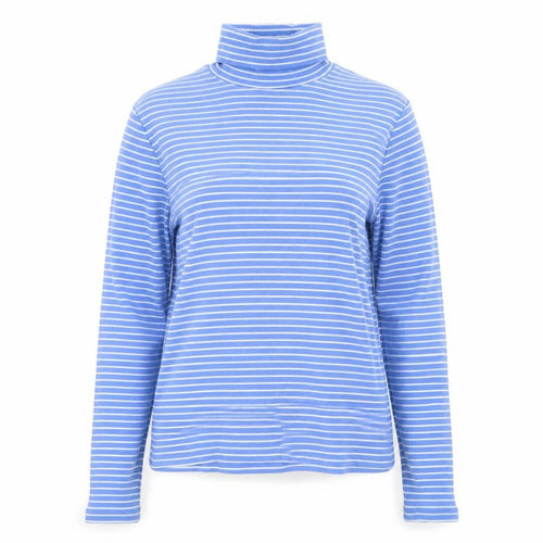 Marks and Spencer Women’s Blue Striped Roll Neck Long Sleeve Top Size 12