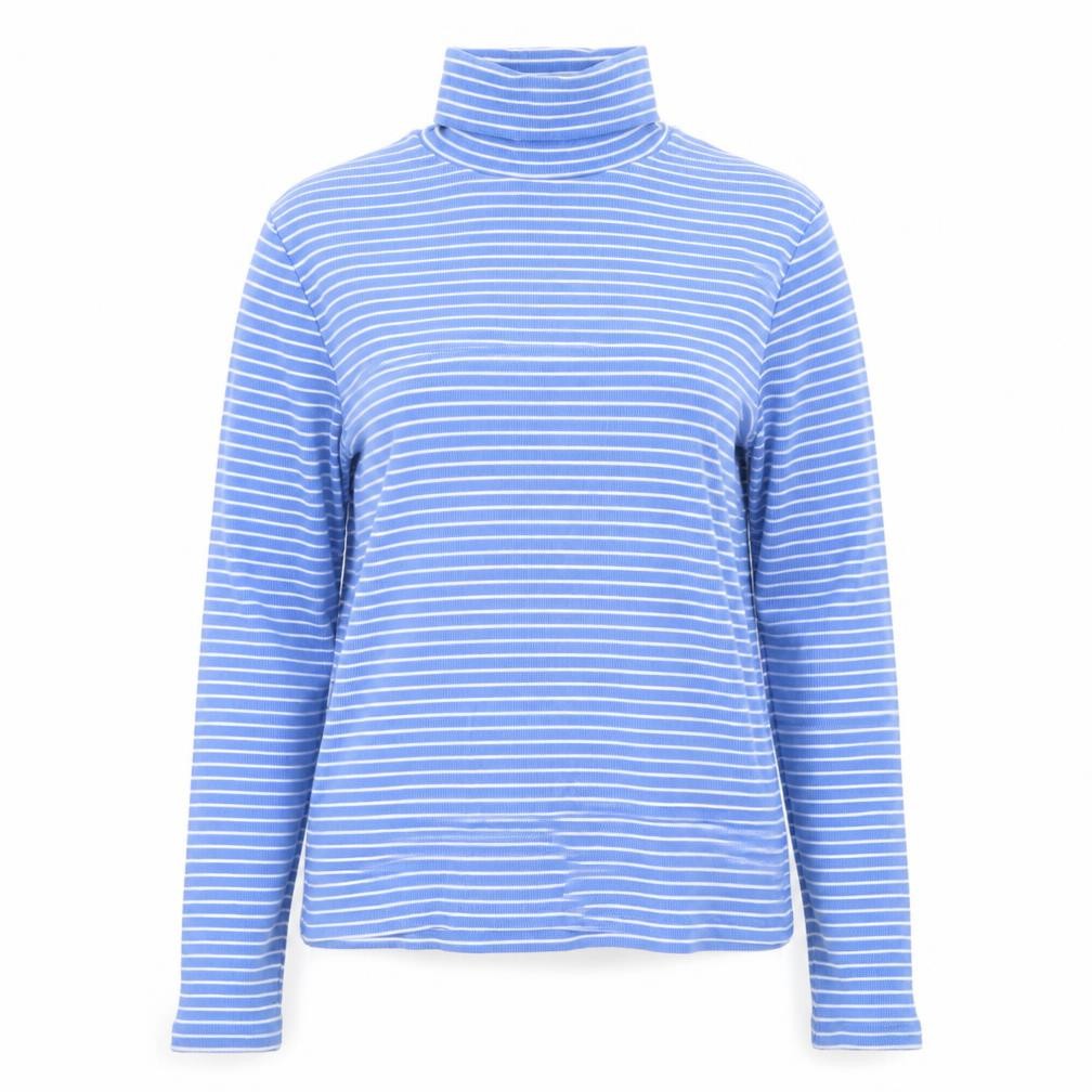 Marks and Spencer Women’s Blue Striped Roll Neck Long Sleeve Top Size 12
