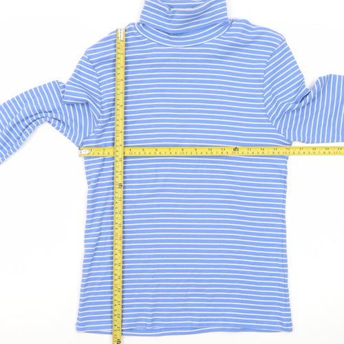 Marks and Spencer Women’s Blue Striped Roll Neck Long Sleeve Top Size 12