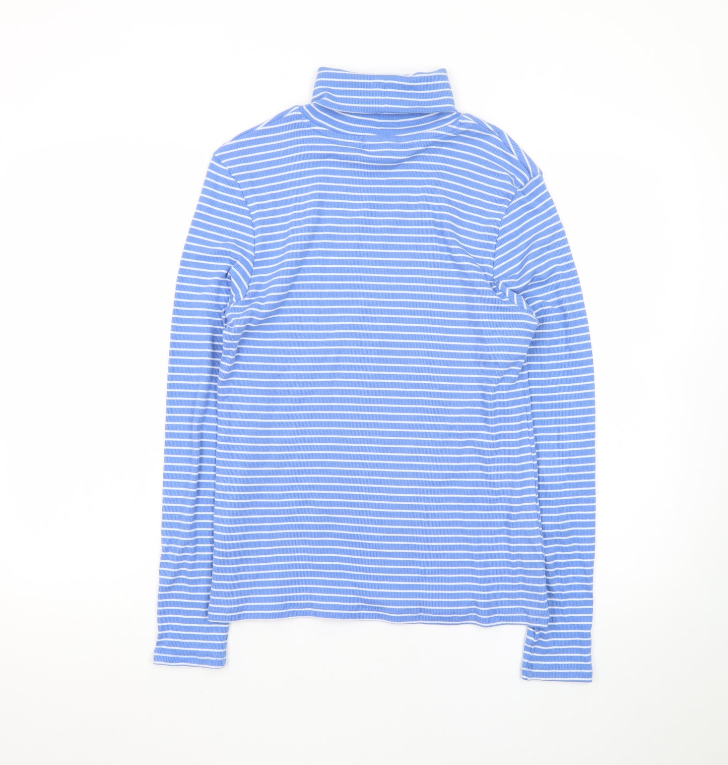 Marks and Spencer Women’s Blue Striped Roll Neck Long Sleeve Top Size 12