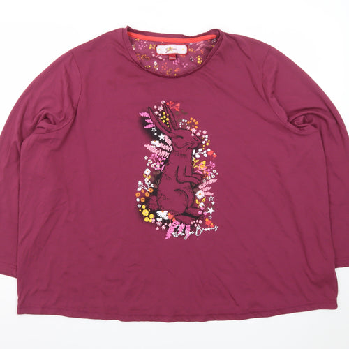 Joe Browns Women’s Purple Floral Rabbit Print Long Sleeve T-Shirt Size 24