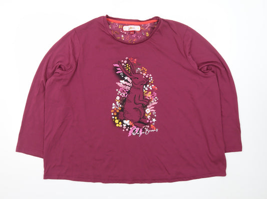 Joe Browns Women’s Purple Floral Rabbit Print Long Sleeve T-Shirt Size 24