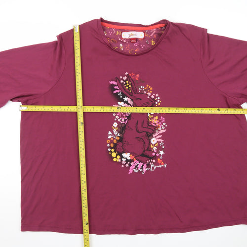 Joe Browns Women’s Purple Floral Rabbit Print Long Sleeve T-Shirt Size 24