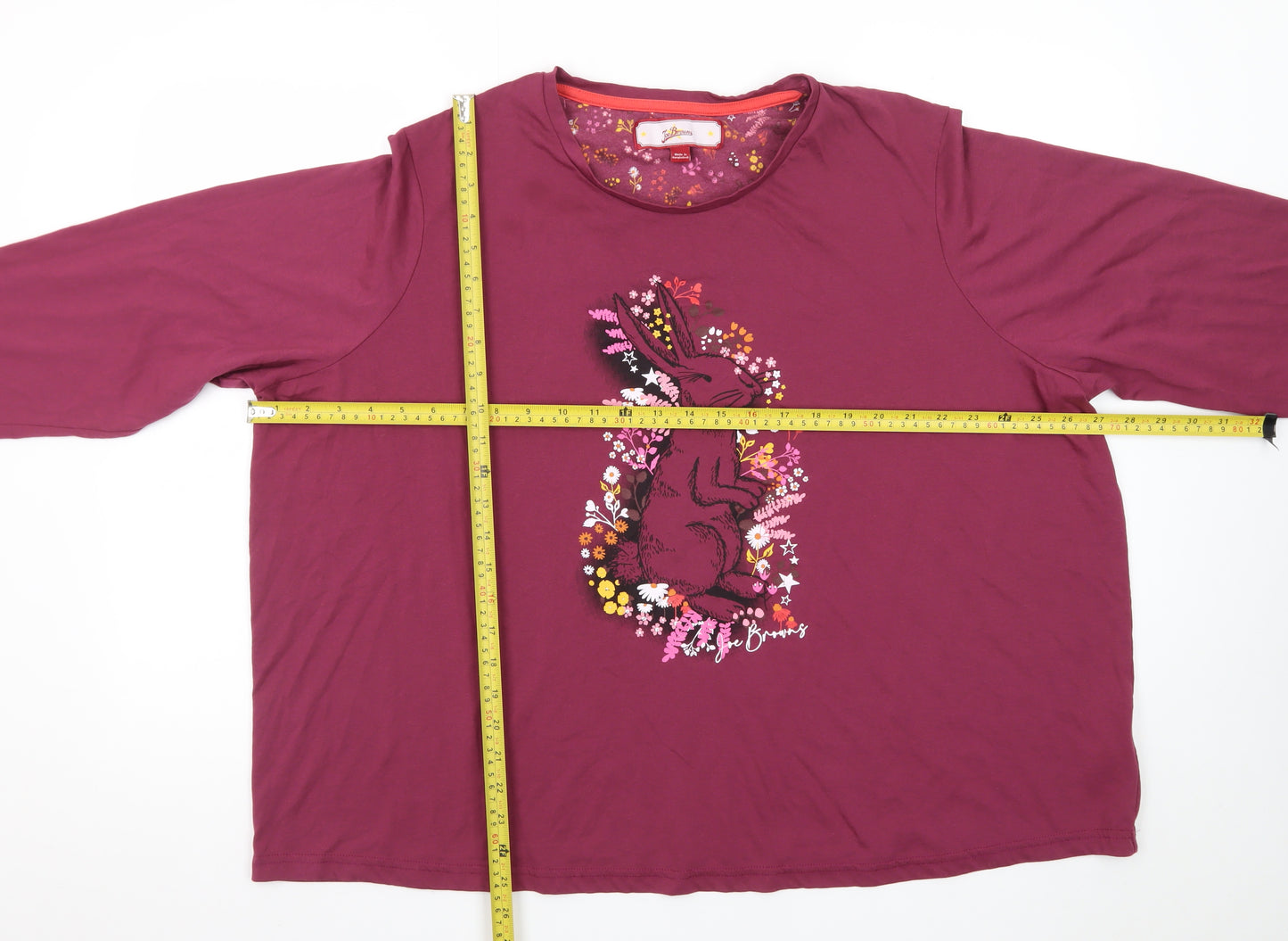Joe Browns Women’s Purple Floral Rabbit Print Long Sleeve T-Shirt Size 24
