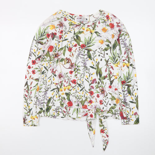 Marks and Spencer Womens Multicoloured Floral Tie Hem Viscose Tunic Blouse UK 10