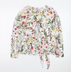 Marks and Spencer Womens Multicoloured Floral Tie Hem Viscose Tunic Blouse UK 10