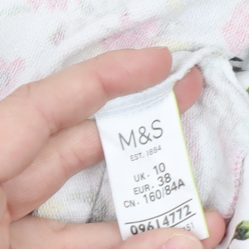 Marks and Spencer Womens Multicoloured Floral Tie Hem Viscose Tunic Blouse UK 10