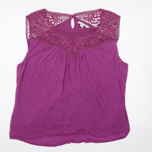 Boden Women’s Purple Crochet Sleeveless Blouse Size 12