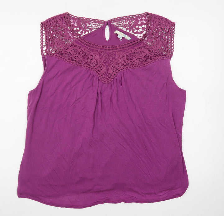 Boden Women’s Purple Crochet Sleeveless Blouse Size 12