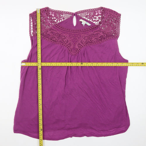 Boden Women’s Purple Crochet Sleeveless Blouse Size 12