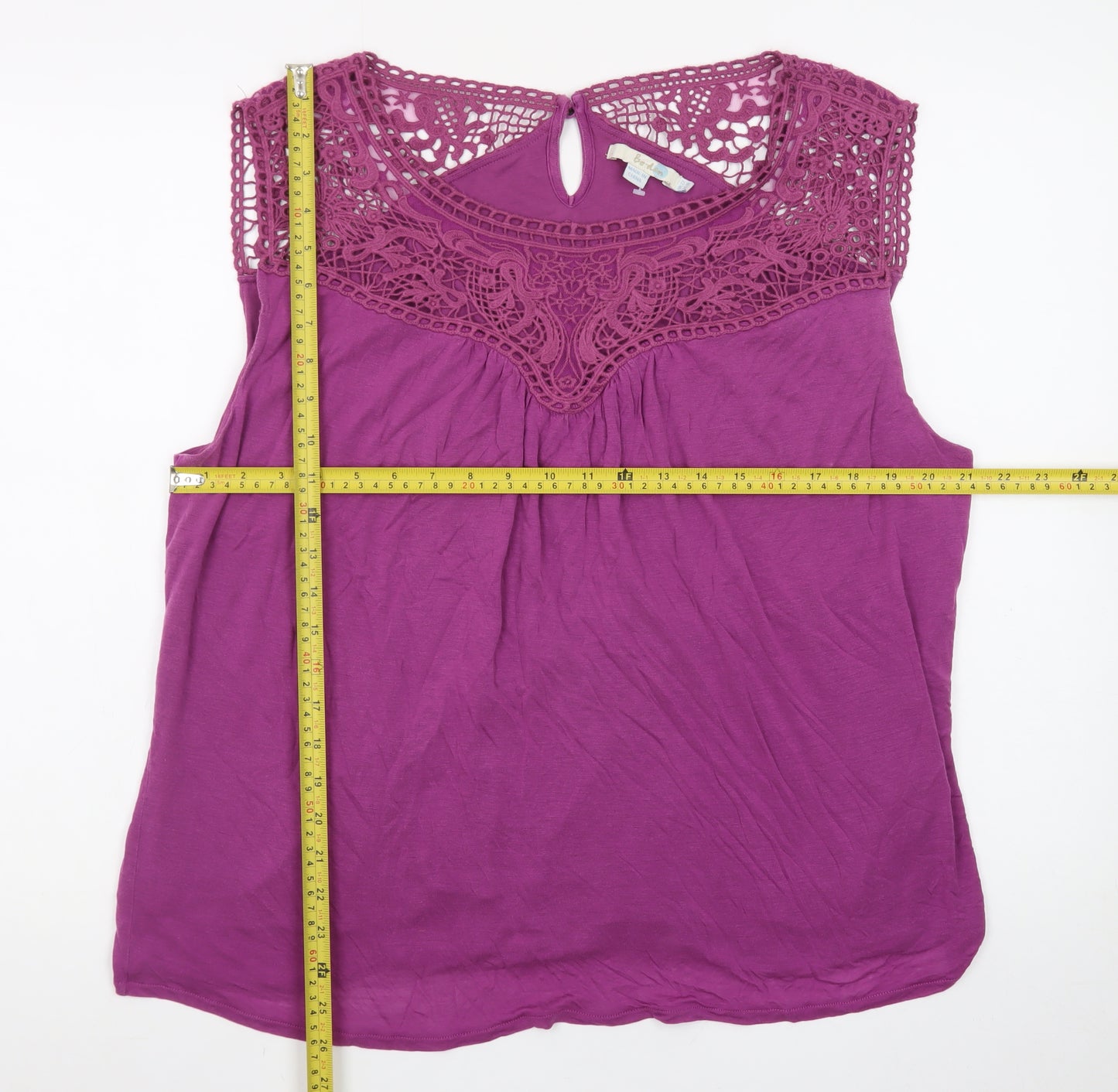 Boden Women’s Purple Crochet Sleeveless Blouse Size 12