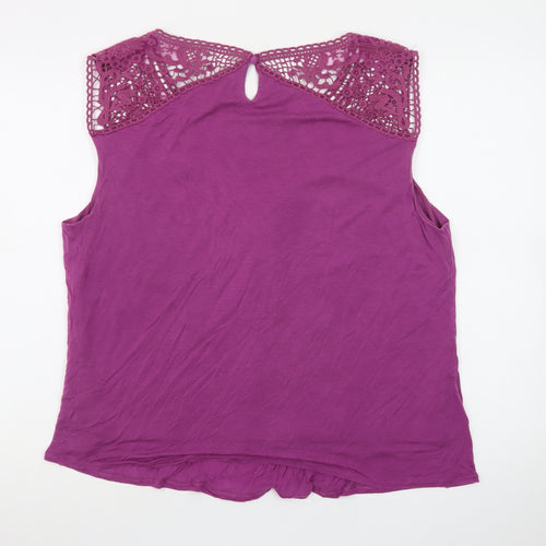 Boden Women’s Purple Crochet Sleeveless Blouse Size 12