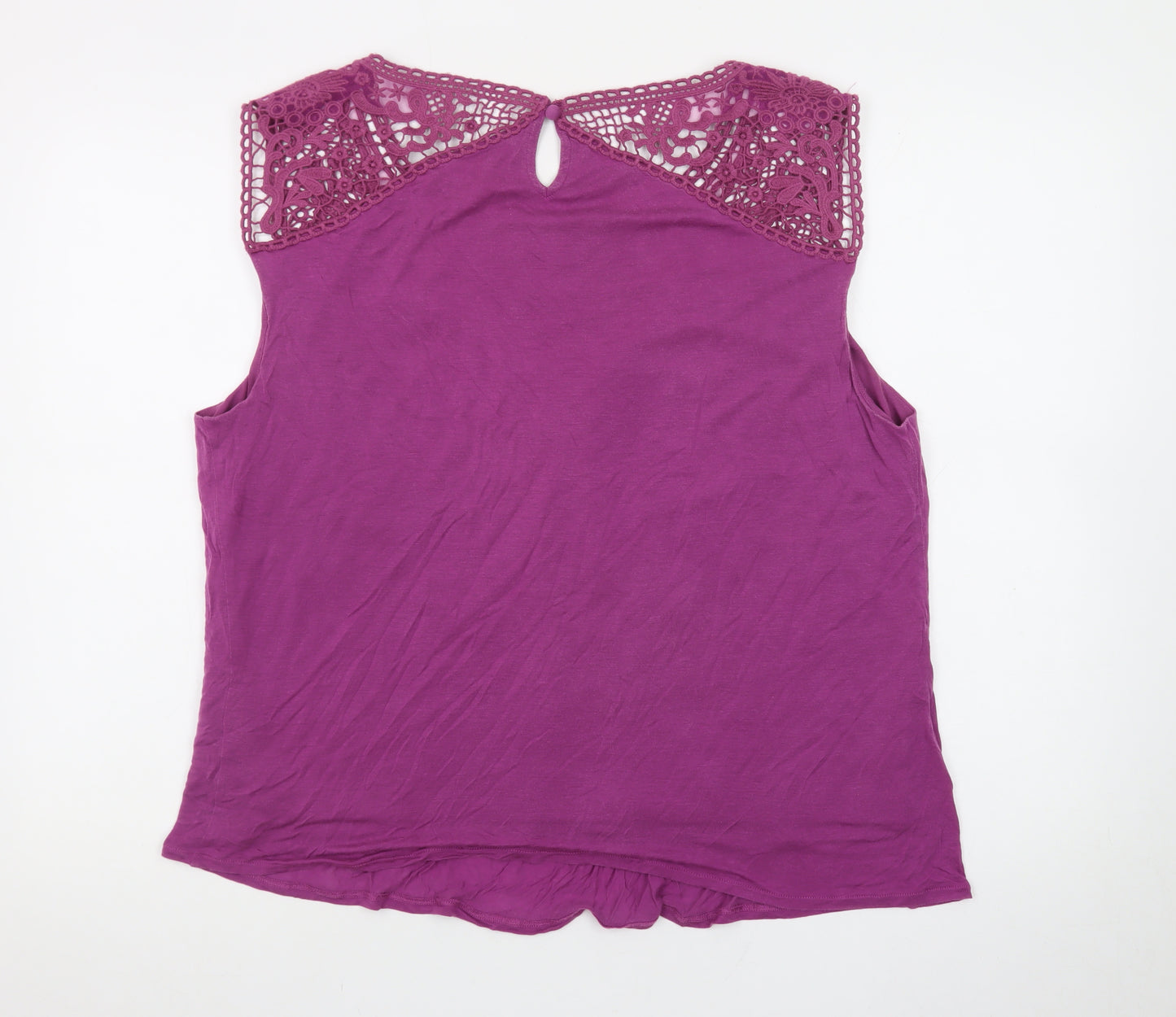 Boden Women’s Purple Crochet Sleeveless Blouse Size 12