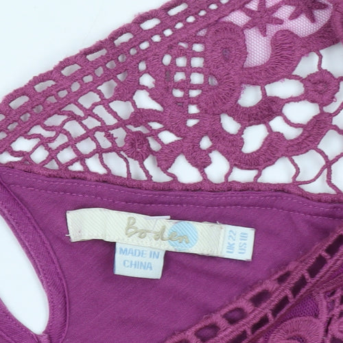 Boden Women’s Purple Crochet Sleeveless Blouse Size 12