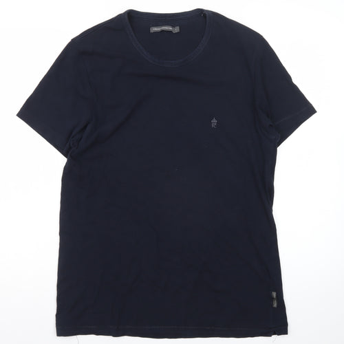 French Connection Men's Navy Blue Crew Neck Cotton T-Shirt Size L
