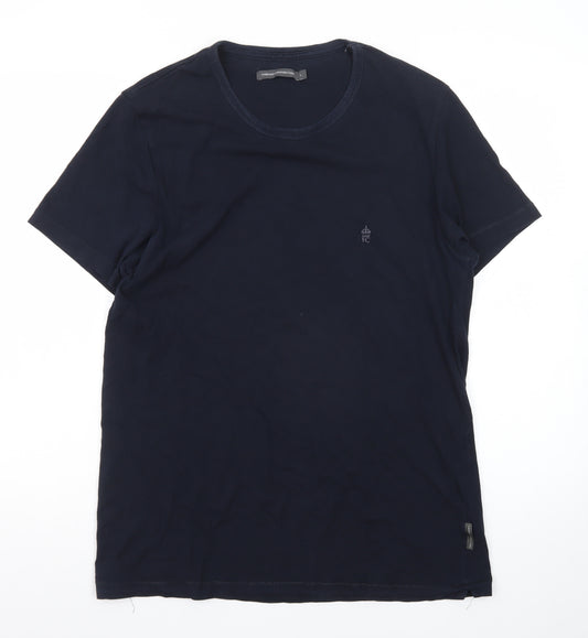French Connection Men's Navy Blue Crew Neck Cotton T-Shirt Size L